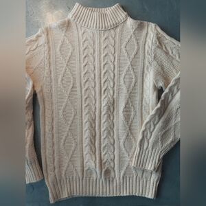 VTG Cable Knit Turtleneck Sweater Wintuk Lord Jeff Unisex fisherman Irish USA